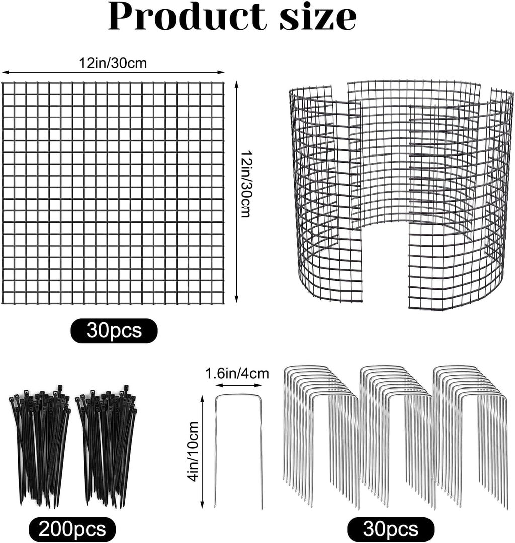 30 PCS Round Plant Protector from Animals, 12 Pack 12'' x 12'' Metal Plant Cages，30Pcs Metal Mesh to Keep Animals Out