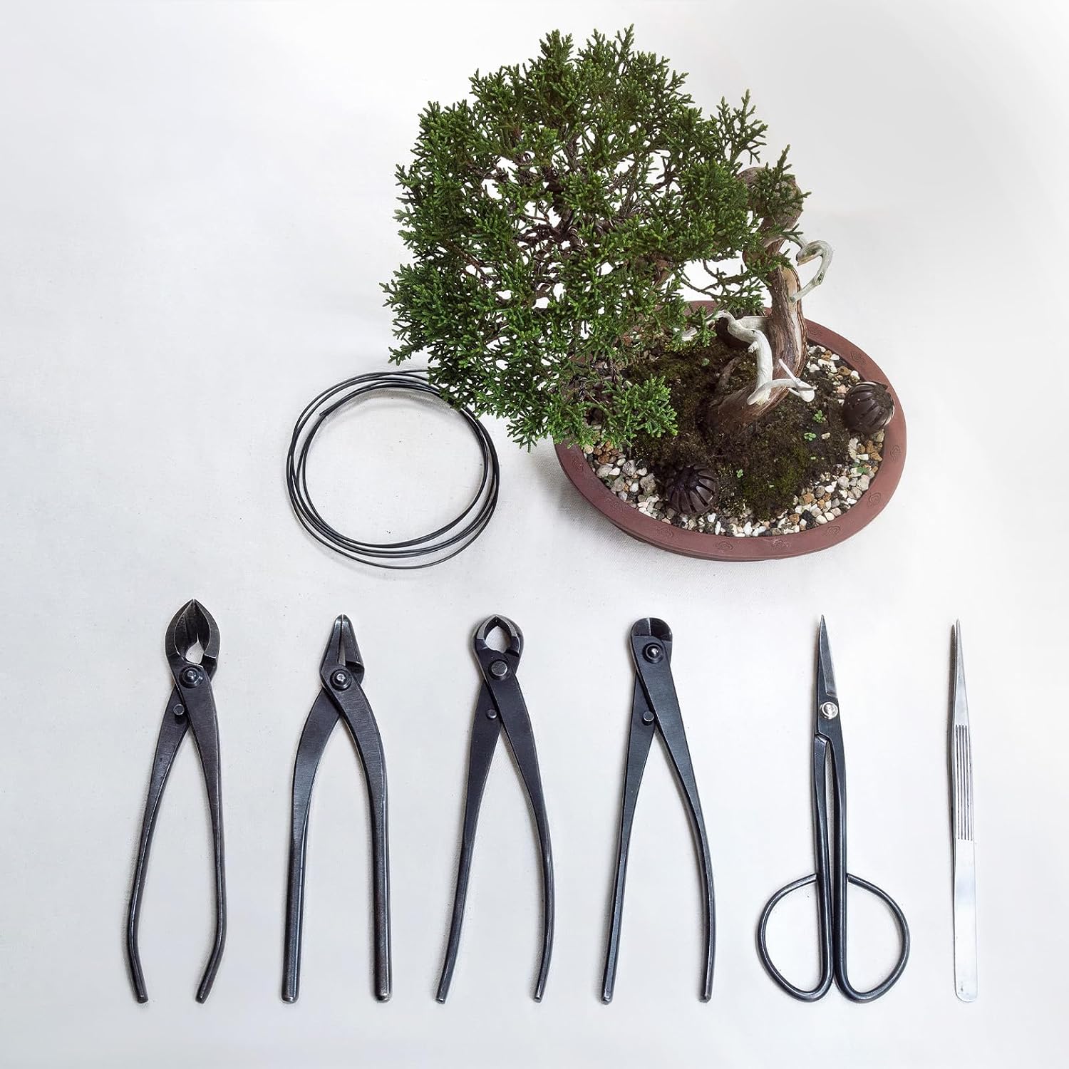 M METERXITY 3Peice Bonsai Tool Set - 8.3 Inch High Carbon Steel Knob Concave Cutter, Bonsai Tree Plants Modeling Tools