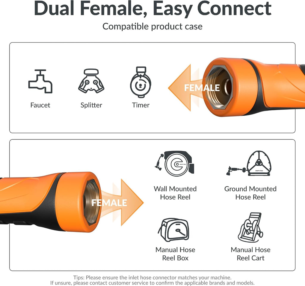 Giraffe Tools Garden Hose 5/8", 15ft Short Leader Hose | Water Hose Heavy Duty, Flexible, Lightweight Hybrid Hose with