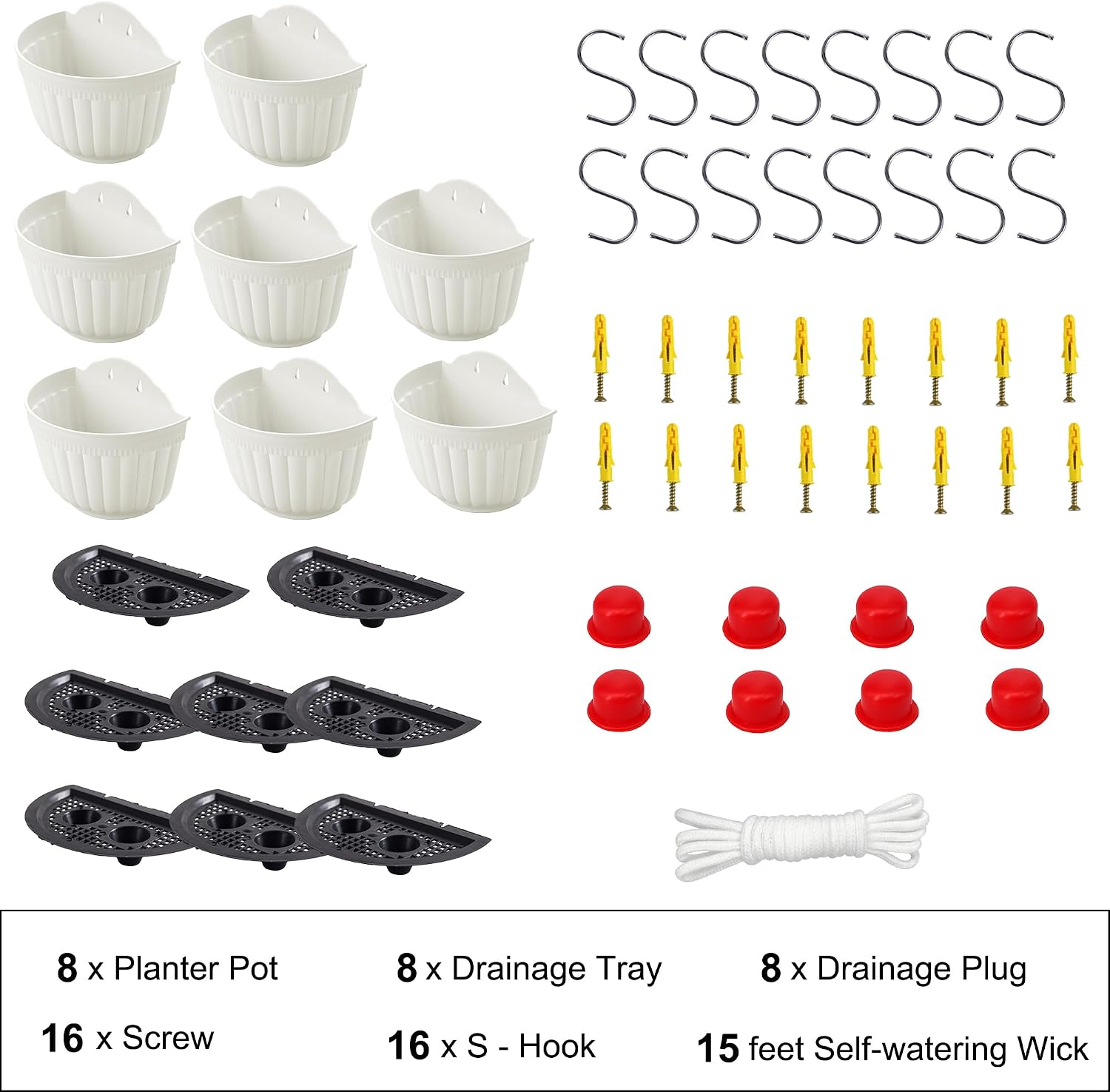 8 Pack Resin Wall Hanging Planter Pots Vertical Garden Living Wall Mount Window Hang Indoor Outdoor Plant Flower Basket