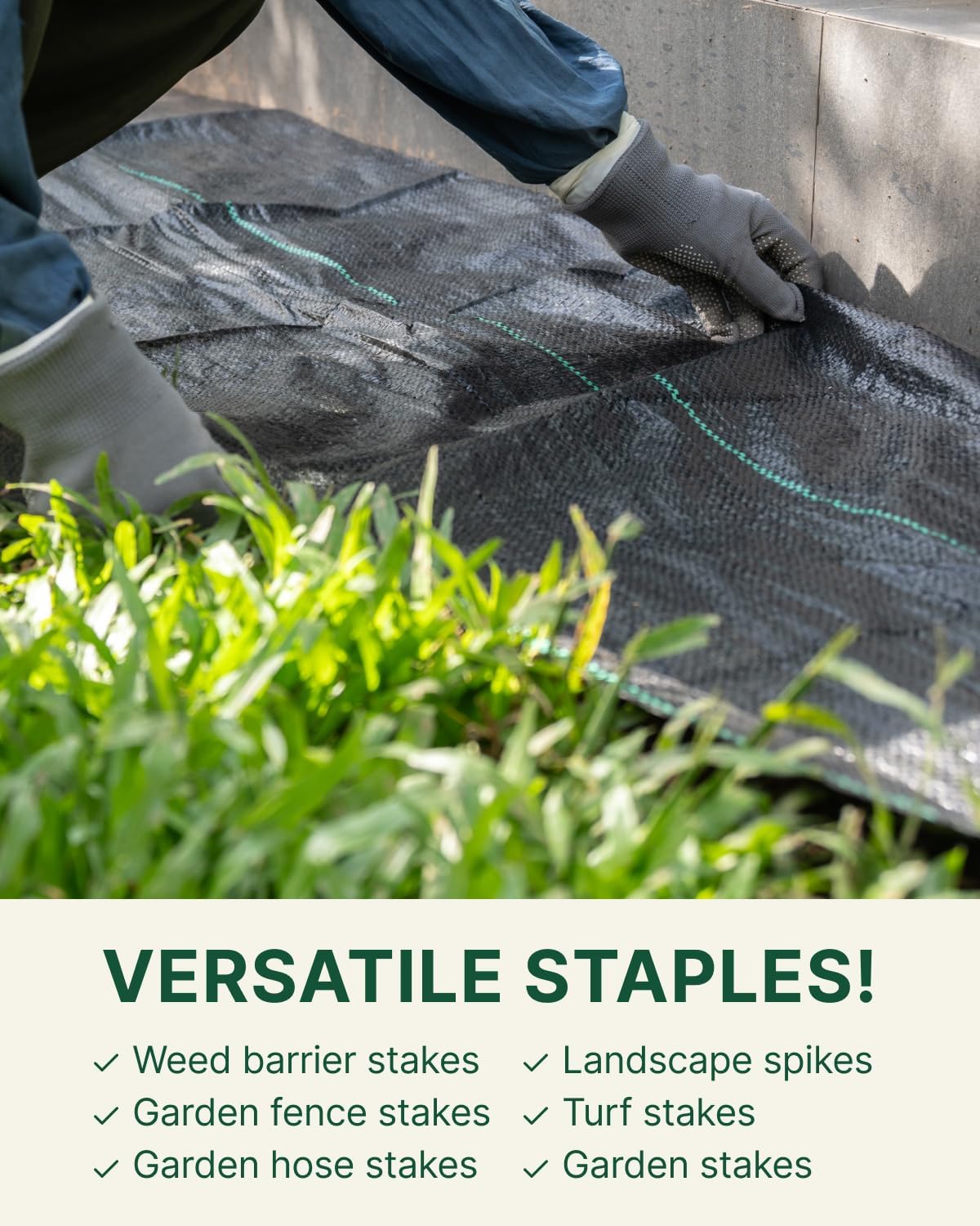DAIM Flip-Washer Staples, Garden Stakes, 6" Metal Landscape Staples, Yard Stake for Gardening, Ground Spikes &