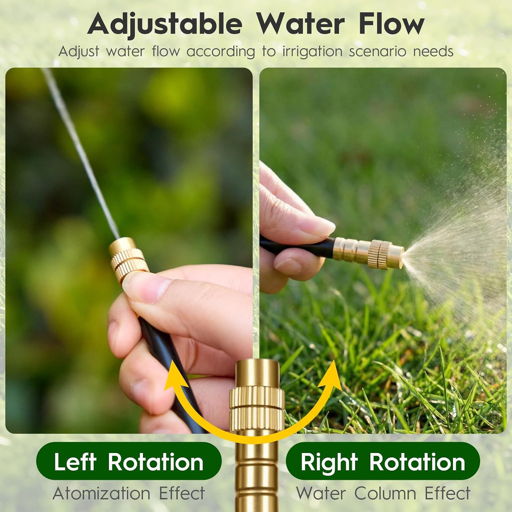 100FT Drip Irrigation System, 1/4" PE Tubing Garden Watering System with 20pcs 360° Bendable Copper Nozzles