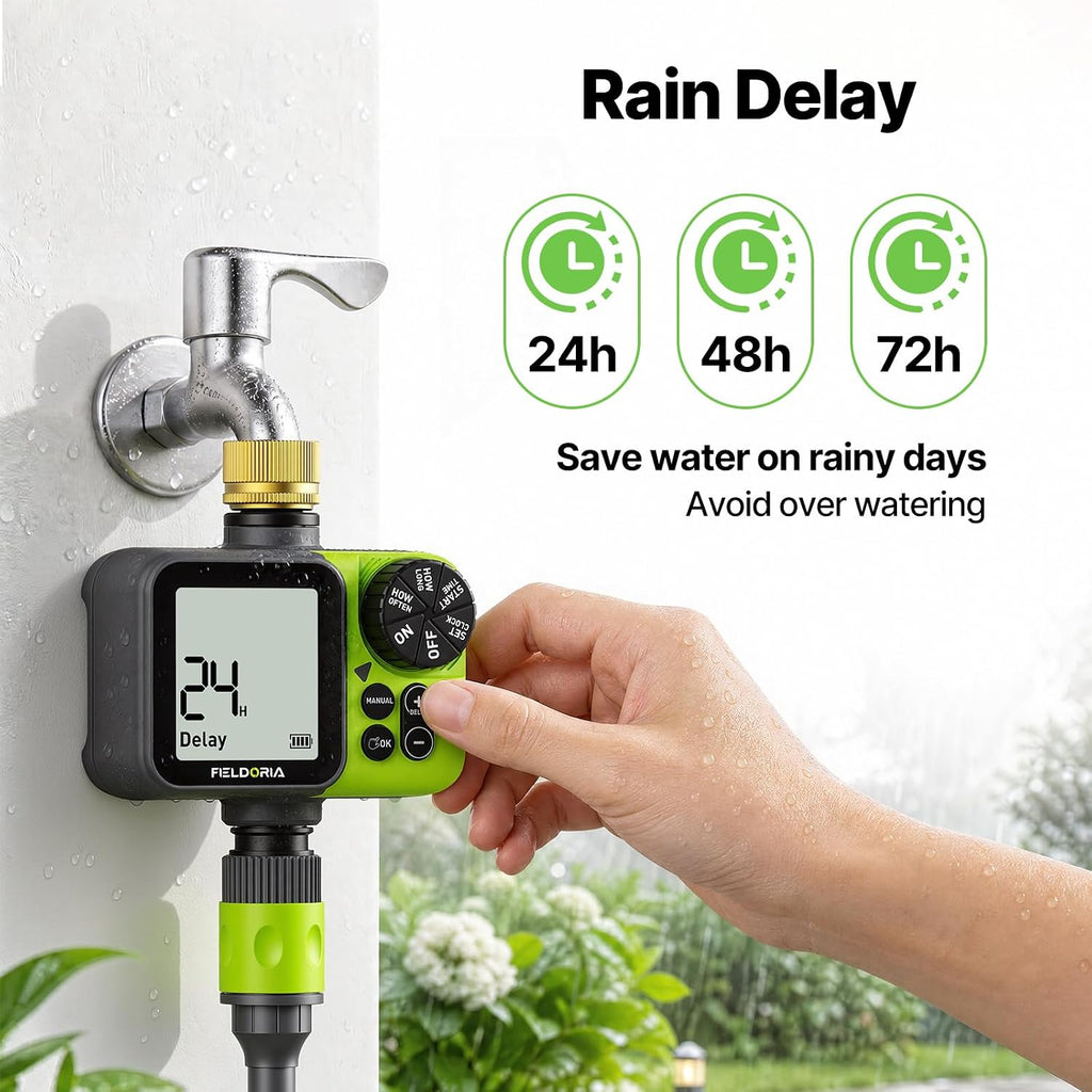 Sprinkler Timer, Brass Inlet Programmable Watering Timer for Garden Hose Fits 3/4” US Faucet, Outdoor Soaker Hose Timer