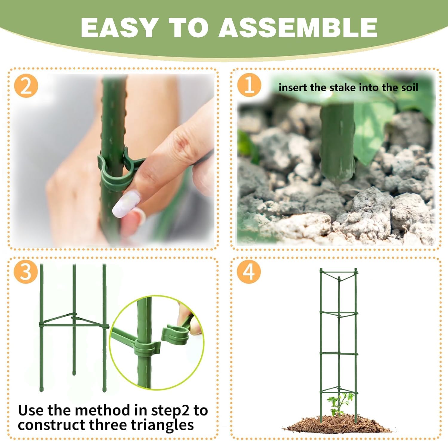 6 Pack Tomato Cage for Garden, 48 Inches Metal Garden Stakes, Plant Support Cages Trellis for Garden and Pots, Tomato