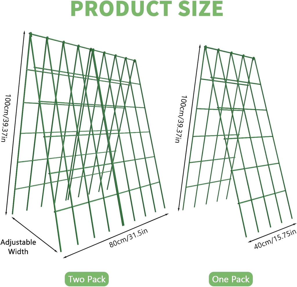 39.4" H Cucumber Trellis, 2 Pack Foldable A Frame Garden Trellis | PVC-Coated Steel Plant Support for Raised Bed