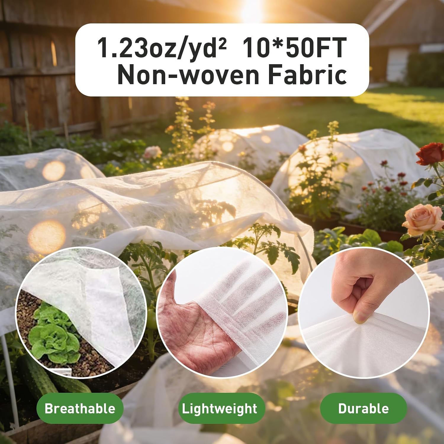 2 Pack Plant Covers Freeze Protection 10ft x 33ft Frost Cloth Plant Cover | Blanket for Outdoor Plants Winter or