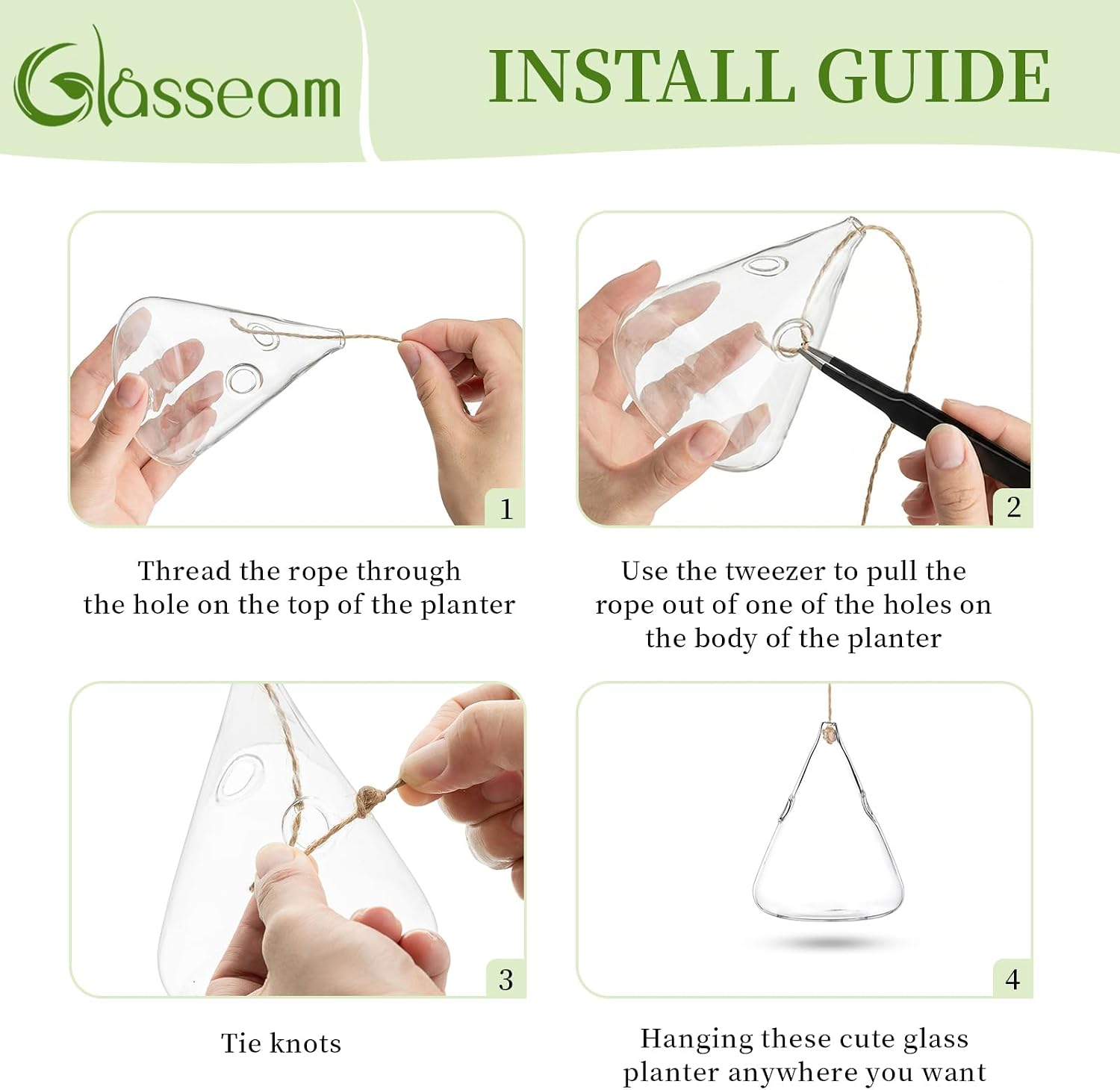 Glasseam Hanging Plant Propagation Station: 5Pcs Small Glass Terrarium Jars | Hydroponic Planters for Indoor Pothos