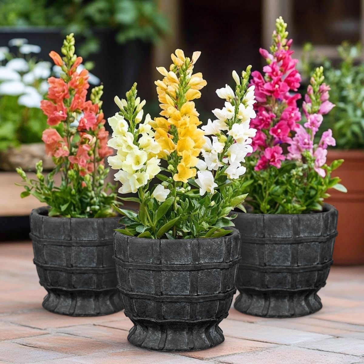 6" Black Ceramic Plant Pots with Drainage Hole, Rustic Flower Pots for Indoor Plants, Outdoor Decorative Ceramic