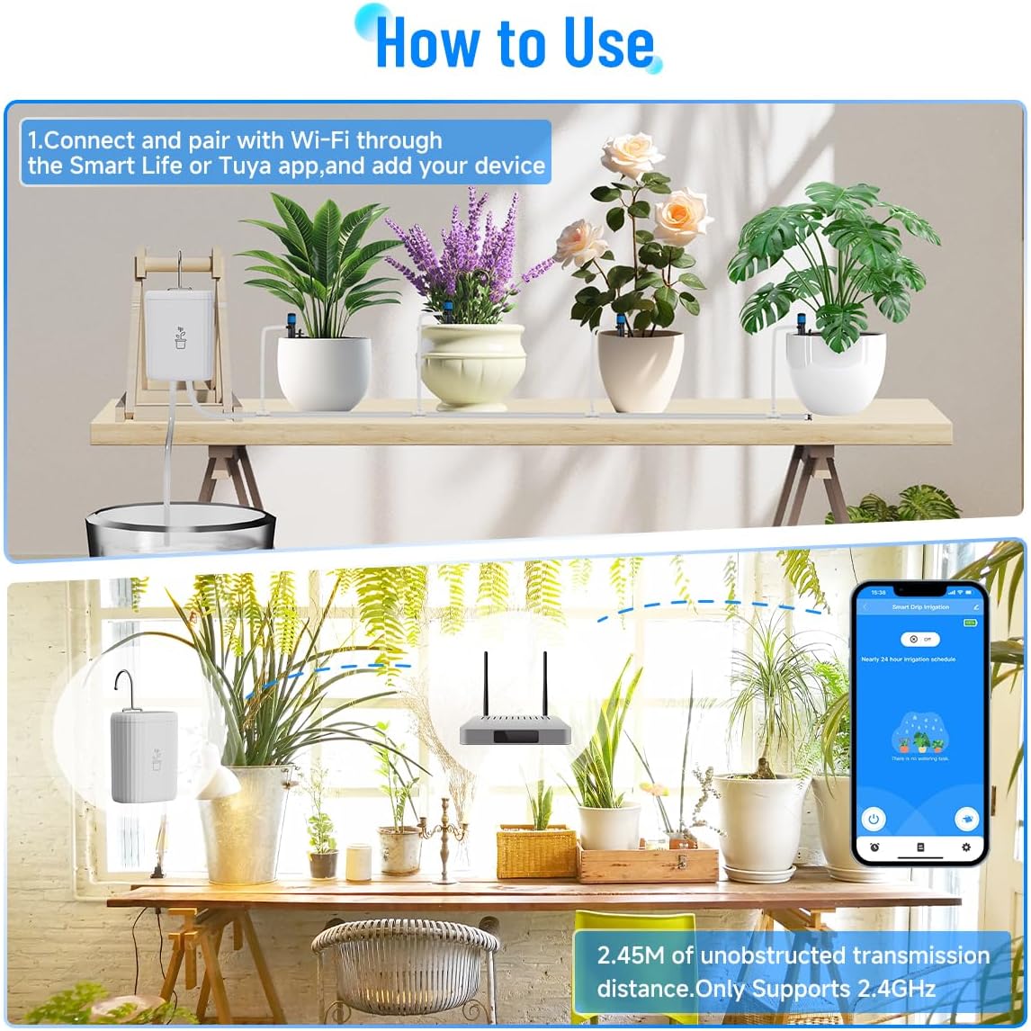 Smart Auto Drip Irrigation Kit for Indoor/Outdoor, GreenVation Automatic Plant Watering Devices for Potted Plants