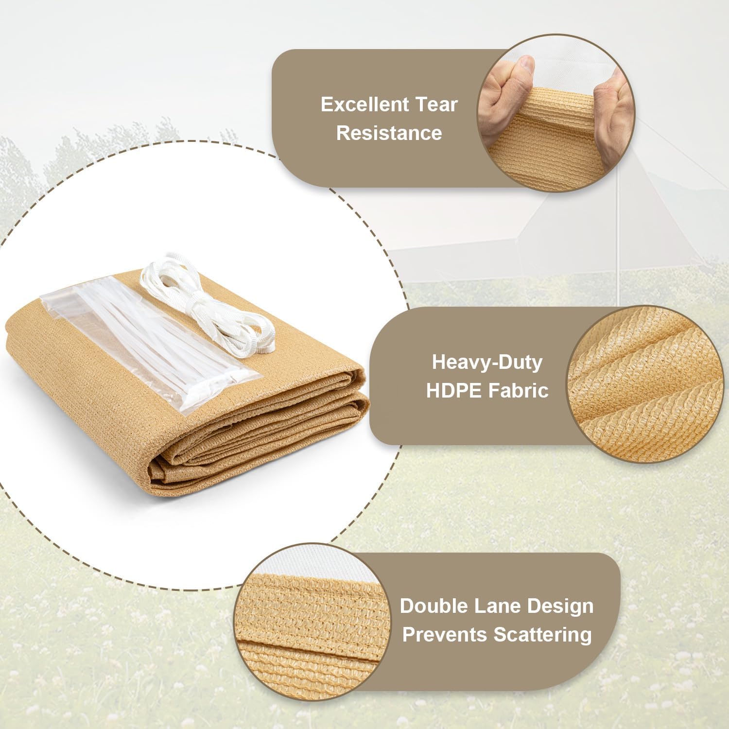 LOVE STORY 8x12 FT Sun Shade Cloth with Grommets for Patio, Sand | HDPE Fabric, 95% UV Block, Shade Cover for Outdoor