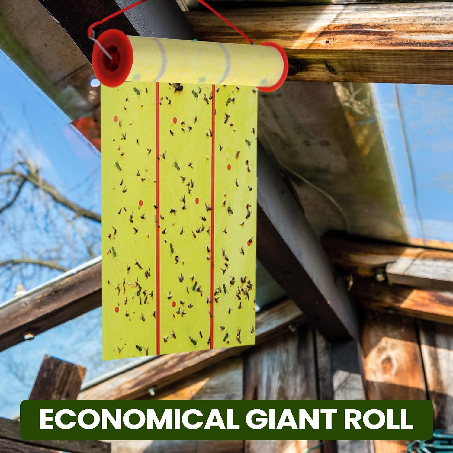 Qualirey 15 Pcs Giant Flypaper Fly Traps, 295ft Sticky Yellow | Roll Fly Tape for Indoor Outdoor, Non Toxic Sticky