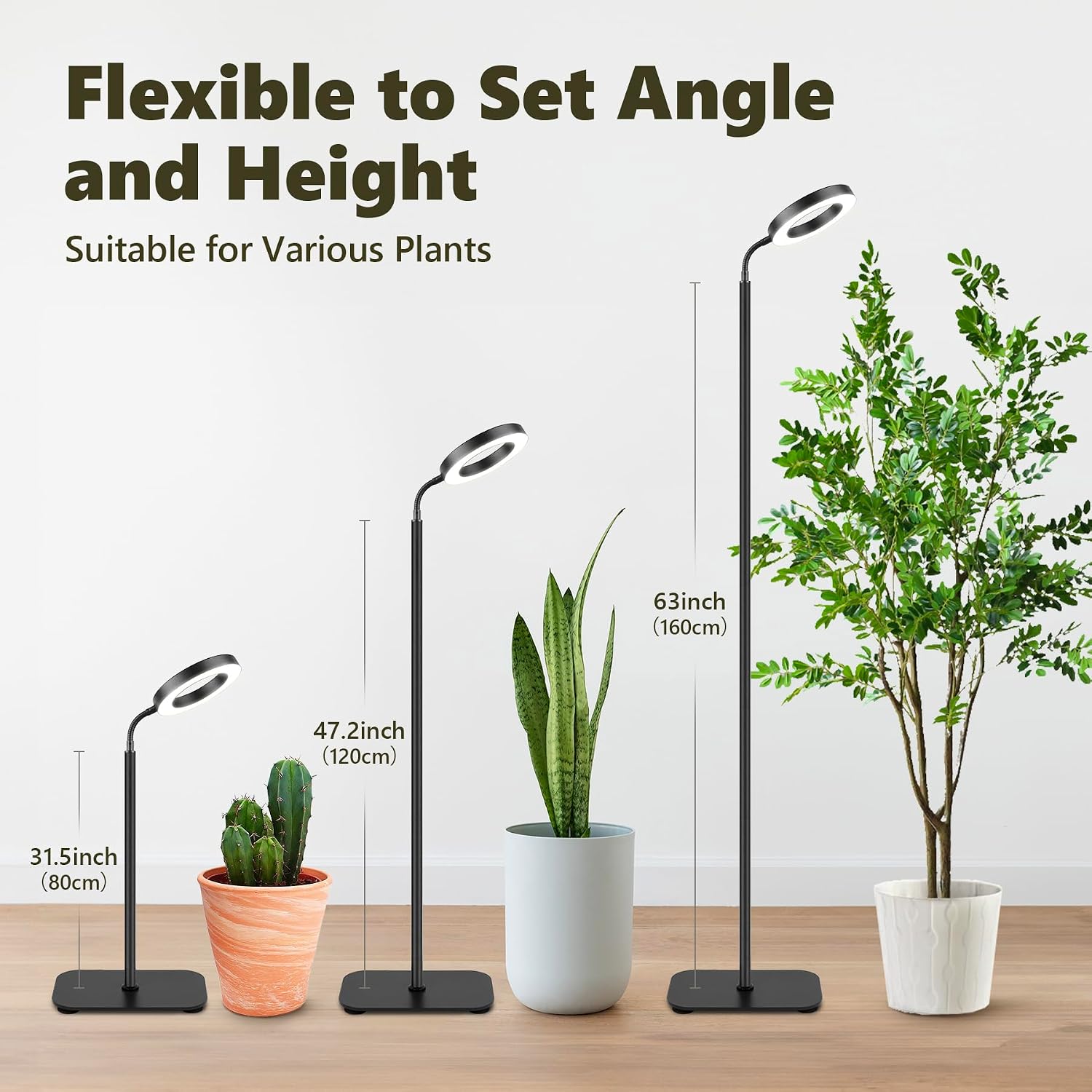 Plant Grow LED Light, 20W Growing Lights for Indoor Plants Full Spectrum | 3/9/12H Auto Cycle Timer, 10 Level Dimmable