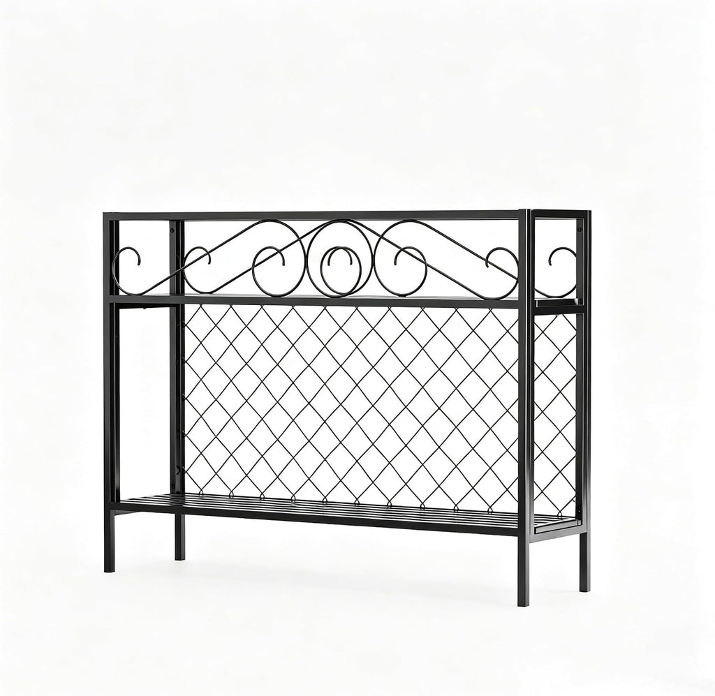 Zhongma 2 Tier Metal Sturdy Narrow Plant Stand, 47.24L x 12.6 W x 35.43 H inch, Indoor and Outdoor Heavy Duty Metal