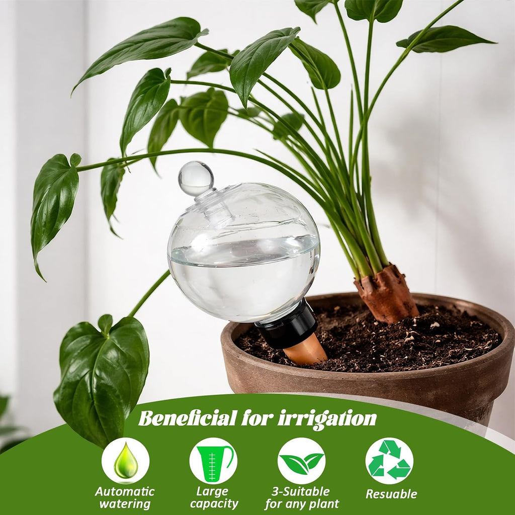 4 Pack 17.5 oz Plant Watering Globes with Covers Self Watering Planter Insert Top Fill Plastic Water Bulbs for Indoor