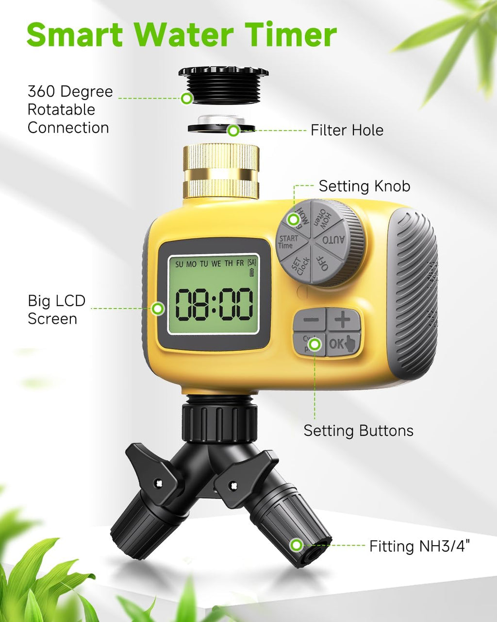 246FT Drip Irrigation System with LCD Timer, Automatic Watering System Kits,1/2 Inch Hose 1/4 Inch Distribution Tubing