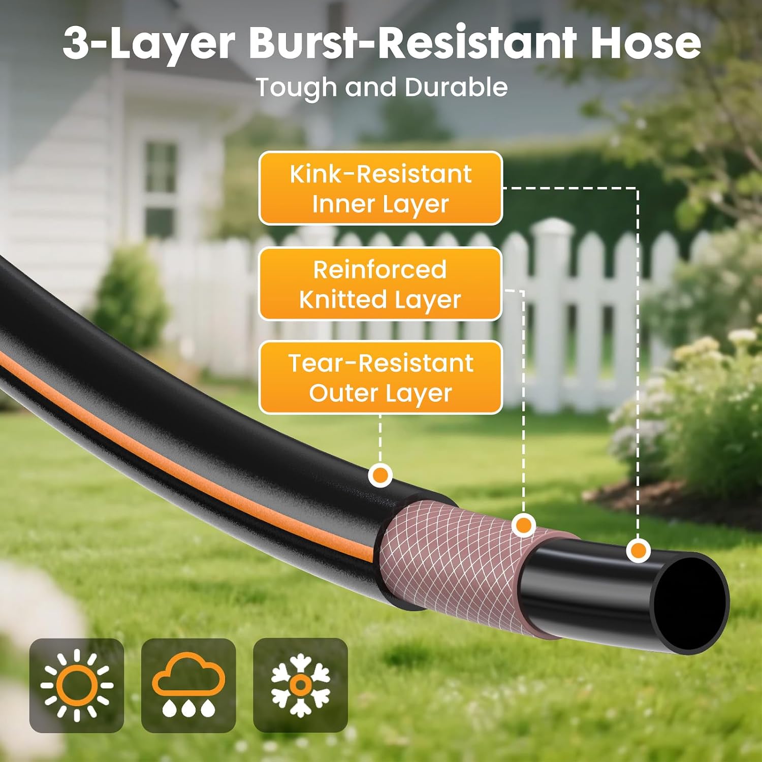 NEWBULIG Garden Hose Reel, 1/2" x 100 ft Retractable Heavy Duty Water Hose | Automatic Wall Mounted, 9 Pattern Hose