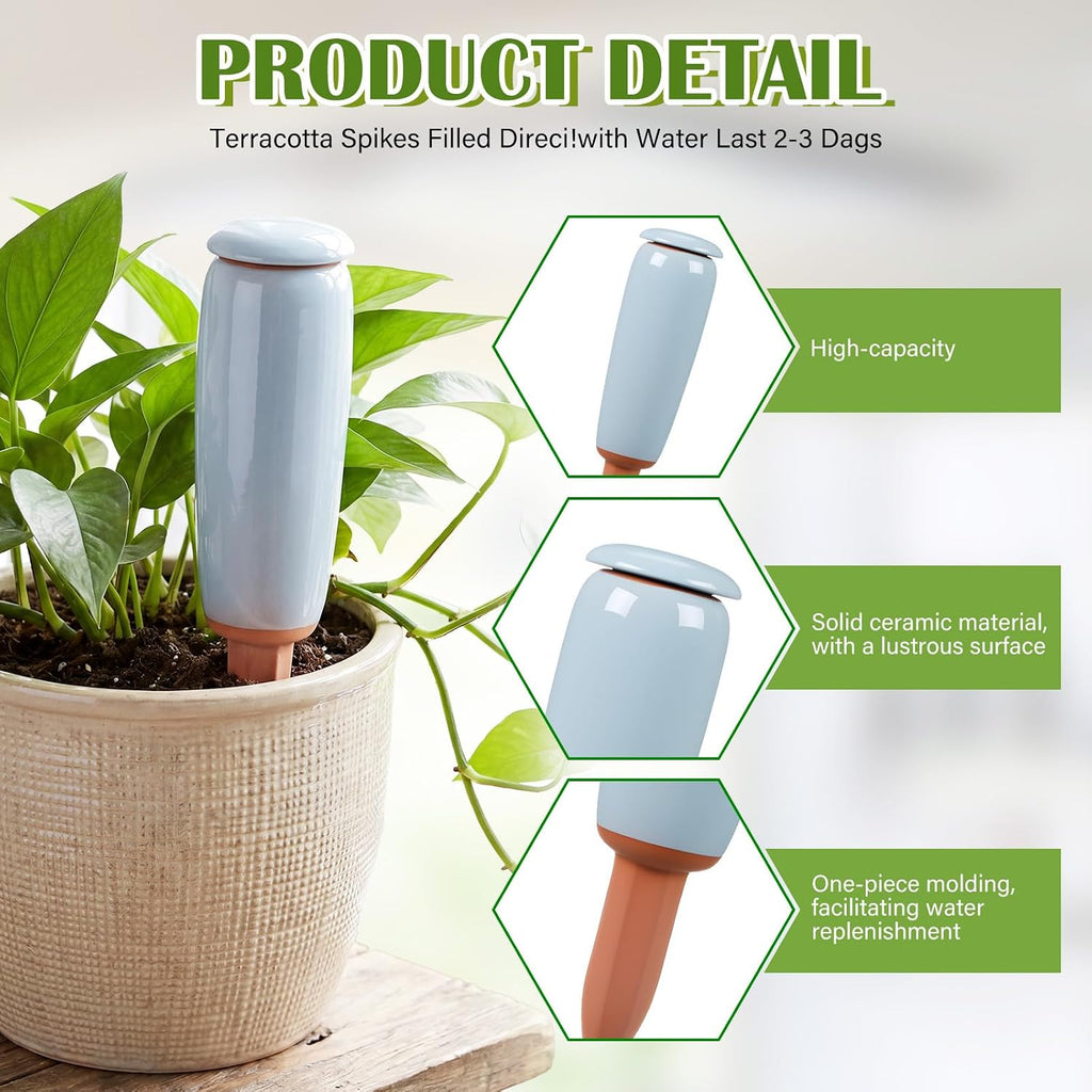 LemonRoad 4 Pack Terracotta Watering Spikes Plant Self Watering Globes Devices Large 17.5 oz Potted Plant Waterer
