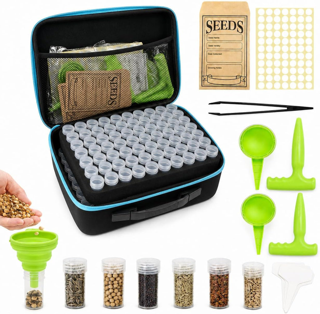 ScrollSavor 140 Slots Waterproof Seed Organizer Box with 20 Seed Envelopes