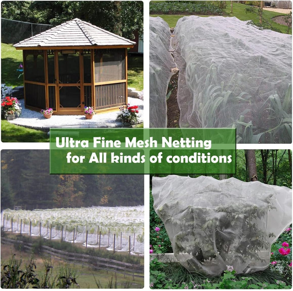 Garden Pest Netting, 10x50Ft Insect Barrier Plant Covers Net | Ultra Fine Mesh Protection Netting for Vegetable Fruits