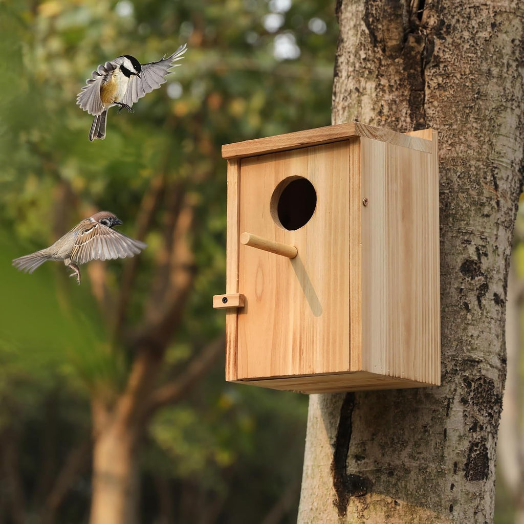 LEOSYY2 Pack Bird Houses for Outside with Clean-Out Door,Bird House Outdoor | Solid wood outdoor nesting boxes for