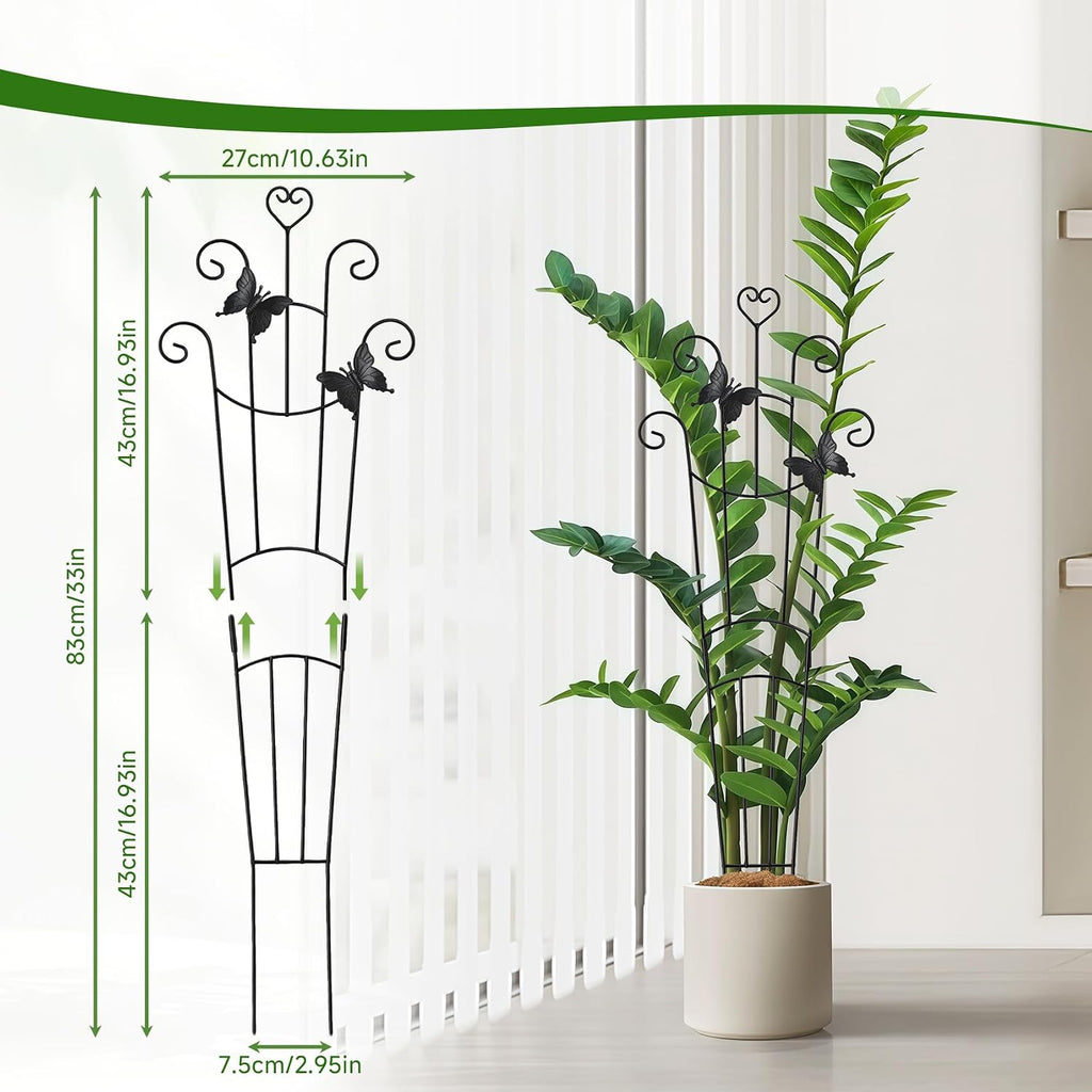 4 Pack Plant Trellis for Climbing Plants Indoor Outdoor, 33 Inch Expandable Metal Trellis for Potted Plants,Flowers