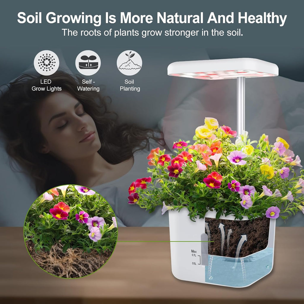 Indoor Garden Planter Growing Systems Soil plant pot indoor Small Smart Soil Gardening System with 17 Watts LED Grow