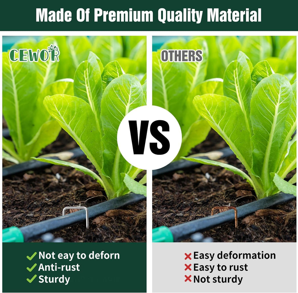 CEWOR 500 Pack 6 Inch Landscape Staples 11 Gauge Garden Stakes, Garden Staples Galvanized U-Shaped Pins Lawn Ground
