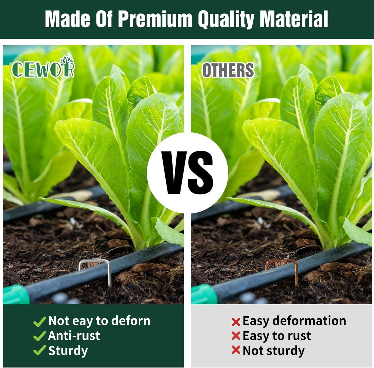 CEWOR 500 Pack 6 Inch Landscape Staples 11 Gauge Garden Stakes, Garden Staples Galvanized U-Shaped Pins Lawn Ground