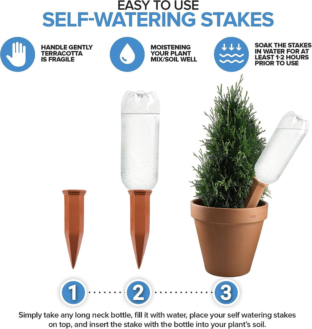 Modern Innovations Ceramic Terracotta Self Watering Spikes (10 Pack) Vacation Automatic Plant Waterer Devices