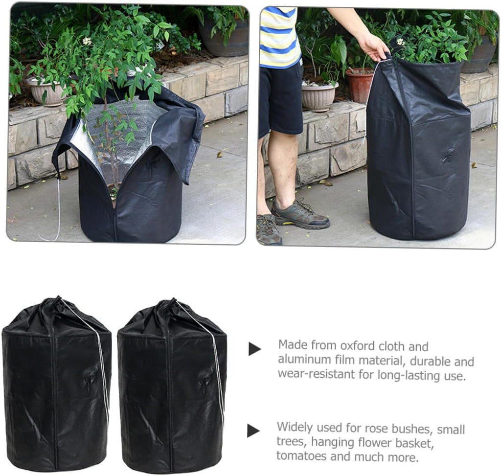 POPETPOP 6pcs Oxford Cloth Plant Protector Cover Drawstring Frost Bag for Vegetables and Garden Pots Breathable and