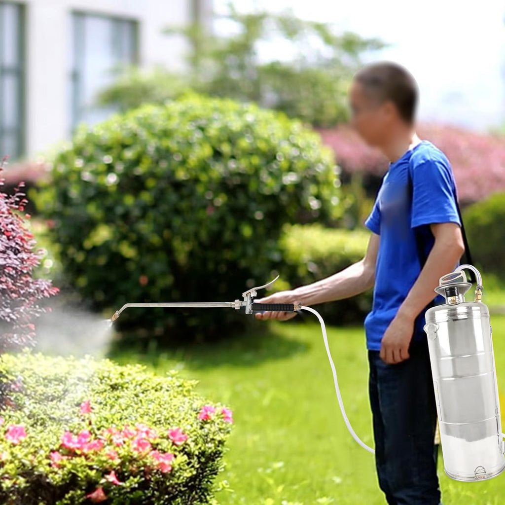 Heavy Duty Stainless Steel Sprayer, 1 Gallon Pump Sprayer, 4L Stainless Hand Pump Sprayer for Lawn, Garden Watering