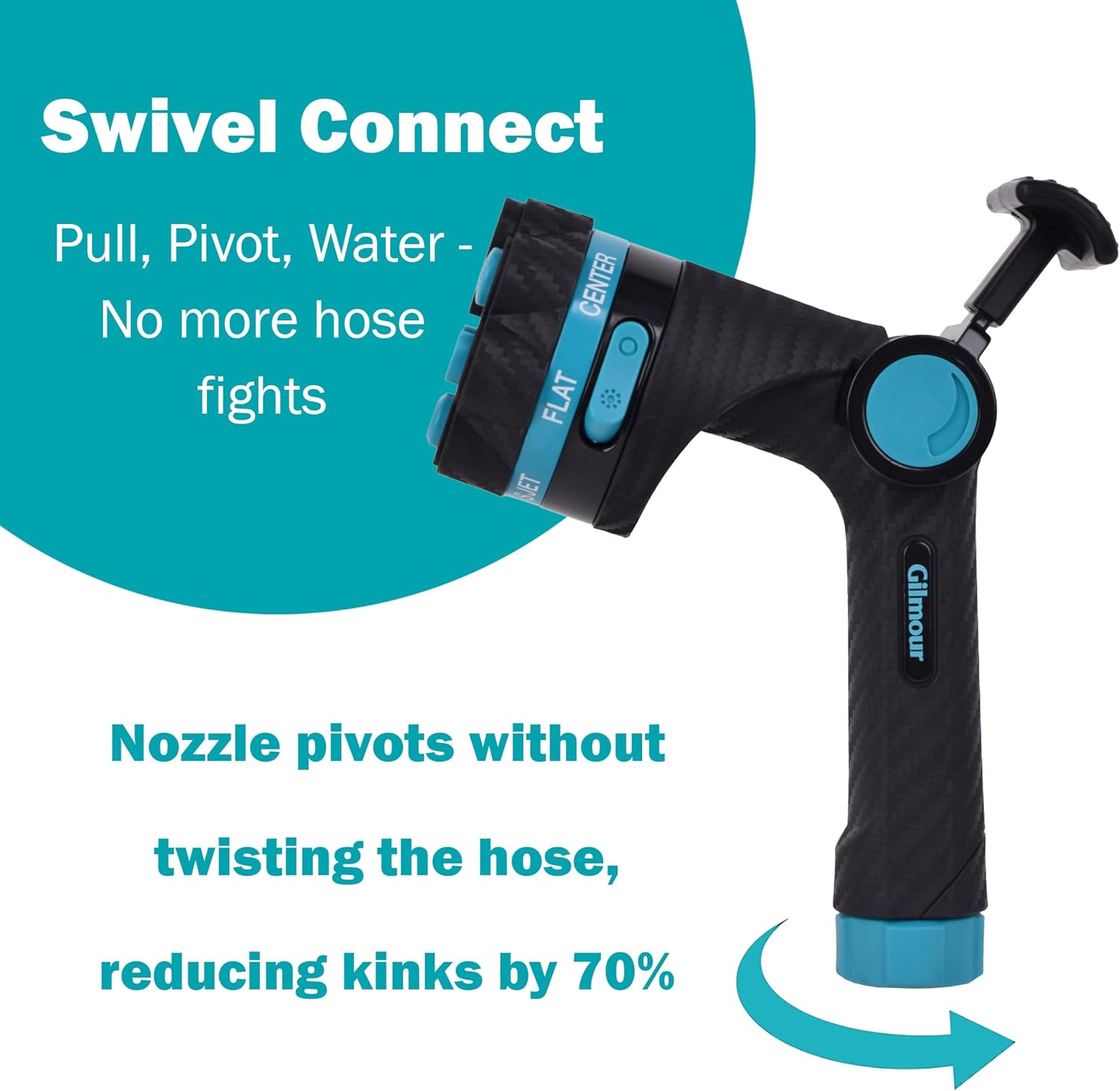Gilmour Heavy Duty Graphite Fireman Garden Hose Nozzle with Swivel Connect | 8 Pre-set Spray Patterns, Flow Control
