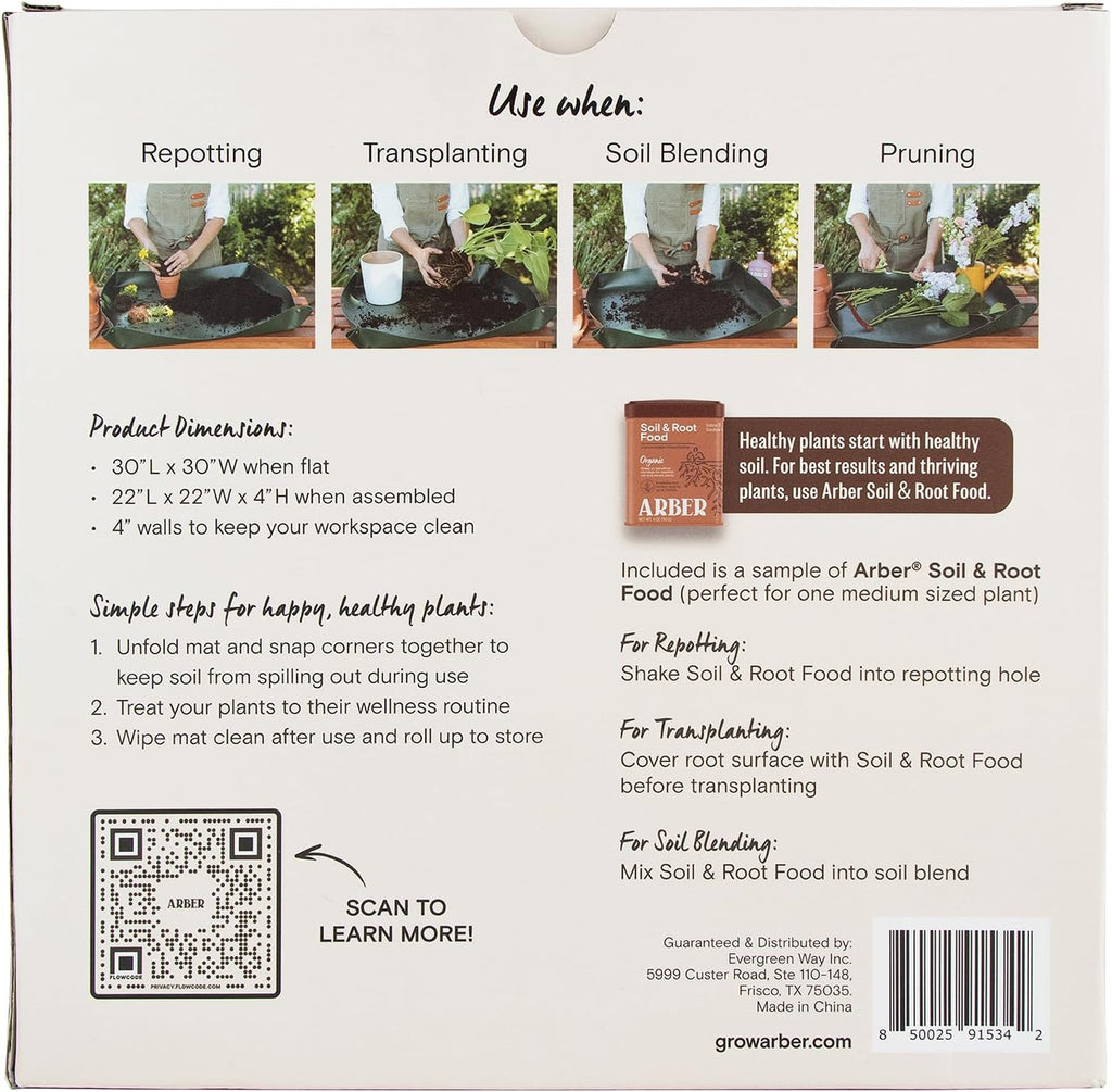 Repotting Mat 30" x 30" Waterproof Foldable Potting Mat for Indoor Plants | Large reusable potting mat with 4-inch