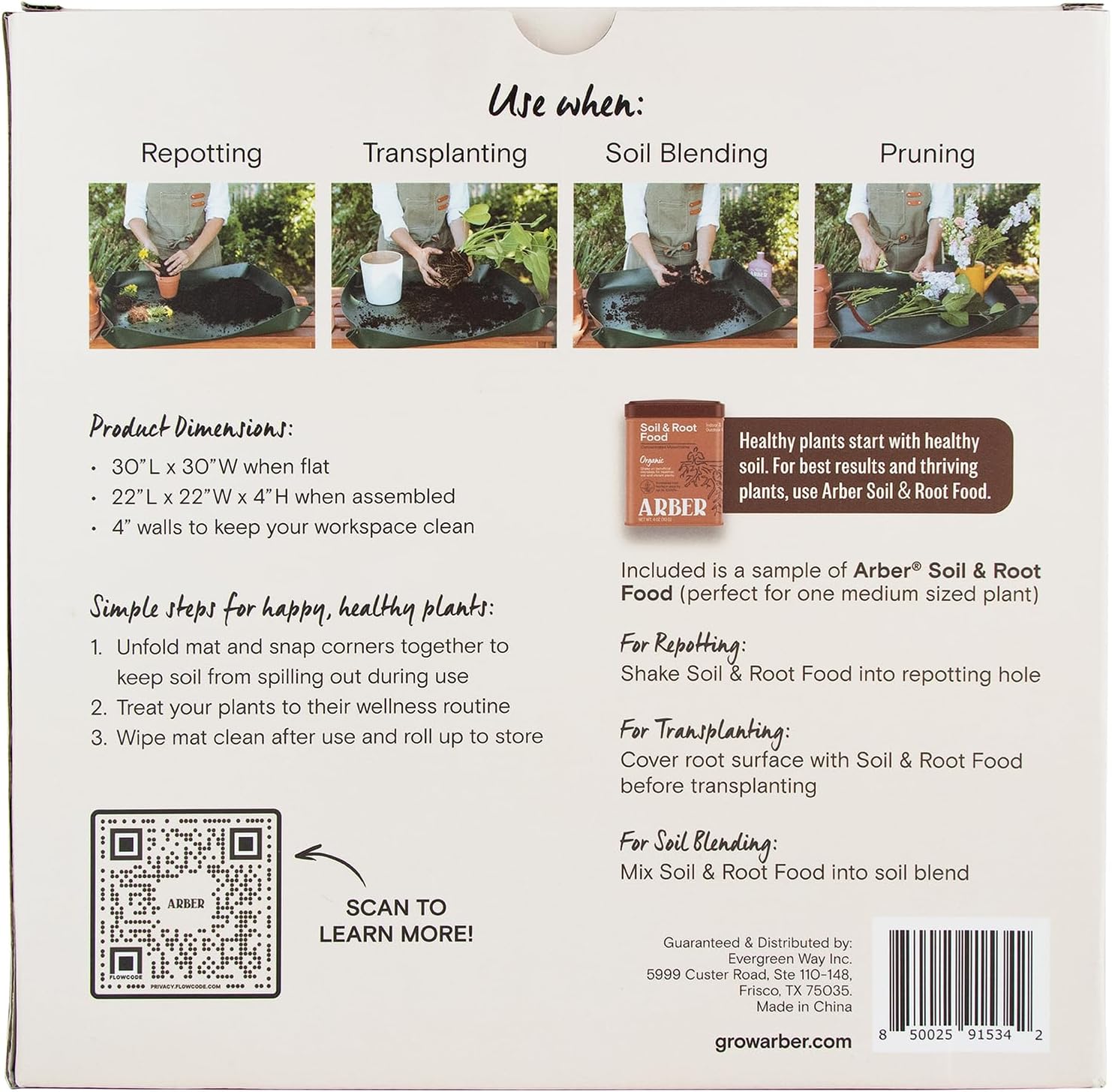 Repotting Mat 30" x 30" Waterproof Foldable Potting Mat for Indoor Plants | Large reusable potting mat with 4-inch