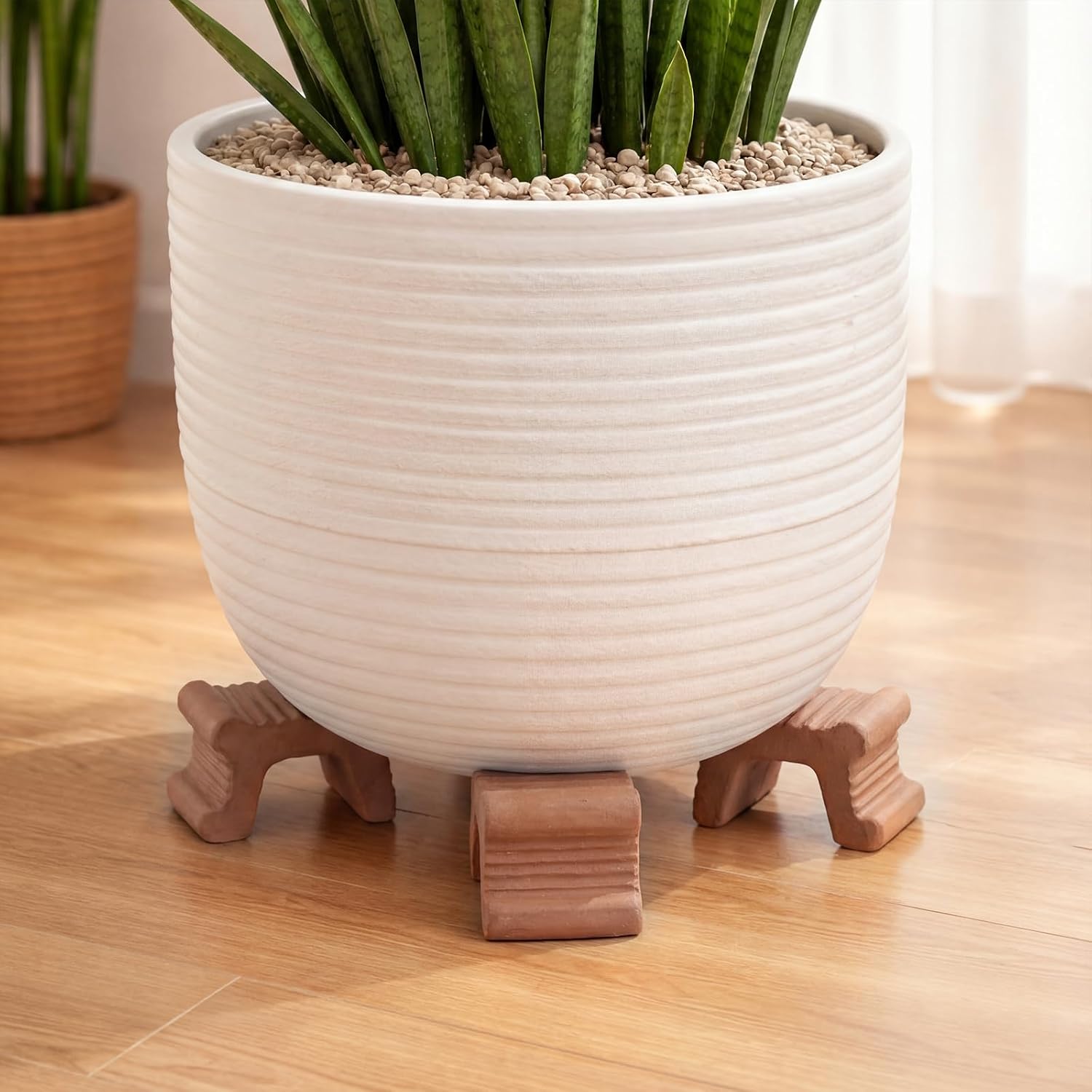 LemonRoad 6 Set Terra Cotta Cement Pot Feet for Outdoor Planters, 1.6" H | Plant Pot Risers for 14"-20" Pots, Pot
