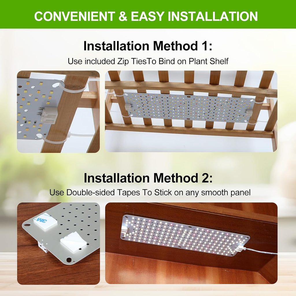 3Panel Grow Lights for Indoor Plants, Seed Starting, Veg, Pot Plants, Bonsai with Timer 4/8/12/16/20H, Ultra-Thin Under