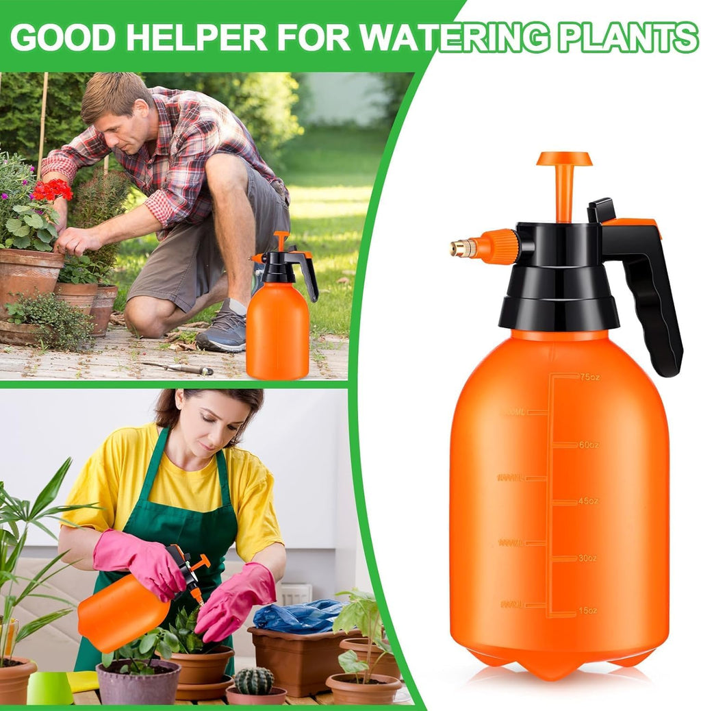 3 Pcs 1/2 Gallon Pump Sprayer Plastic, Handheld Pressure Sprayer, Garden Pump Sprayer Bottle with Adjustable Nozzle for
