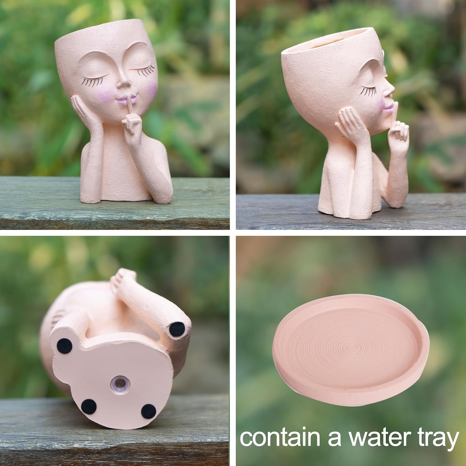Face Planter Pot Head Planters, Lady Heads Flowerpot, Cute Girl Faces Plant Pot, Quiet Women Succulent Pots for Indoor