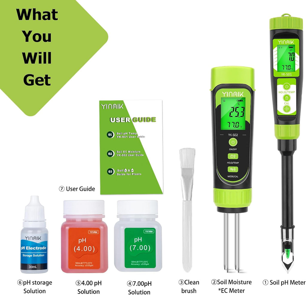Digital Soil pH Moisture Tester,Plant pH Meter and Moisture Tester Combo | Soil Test Kit for Gardener,Digital 4 in 1