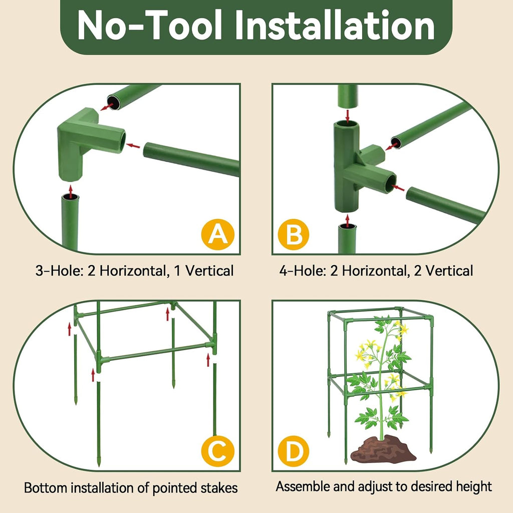 2 Pack 60" Tomato Cages for Garden, Heavy Duty Adjustable Plant Support | For Climbing Plants and Vegetables