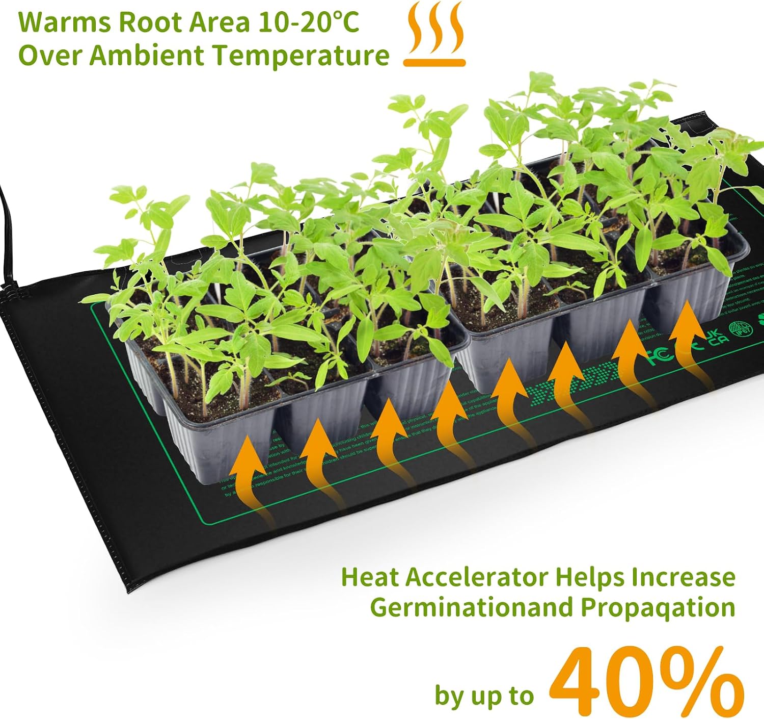 NAMOTEK 2 Pack Seedling Heat Mat, Durable Waterproof Seed Germination Heating Mat, Warm Hydroponic Plant Heating Pad