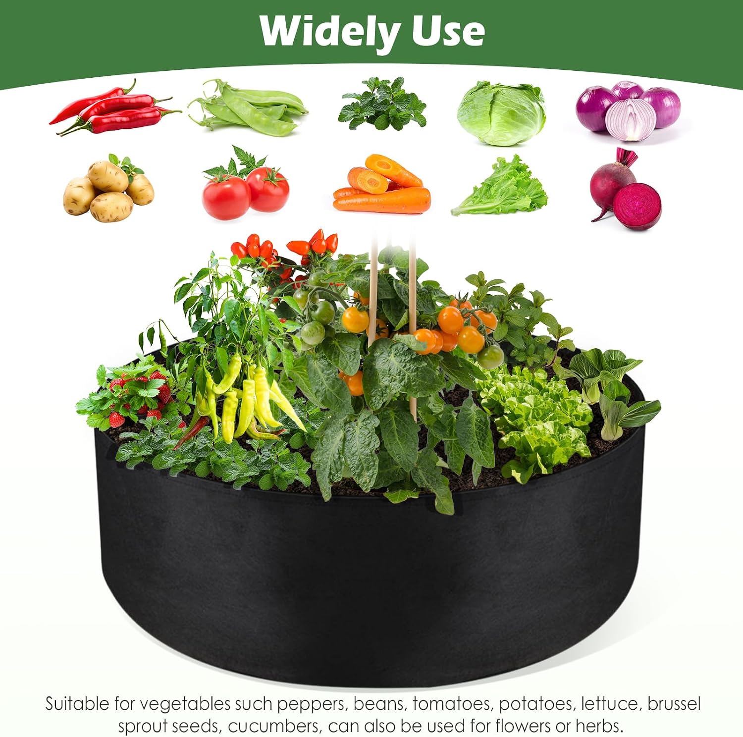LBTING 2Pcs 50 Gallon Plant Grow Bags, Fabric Raised Planting Bed Heavy Duty Non-Woven Fabric Planter Pots for Garden