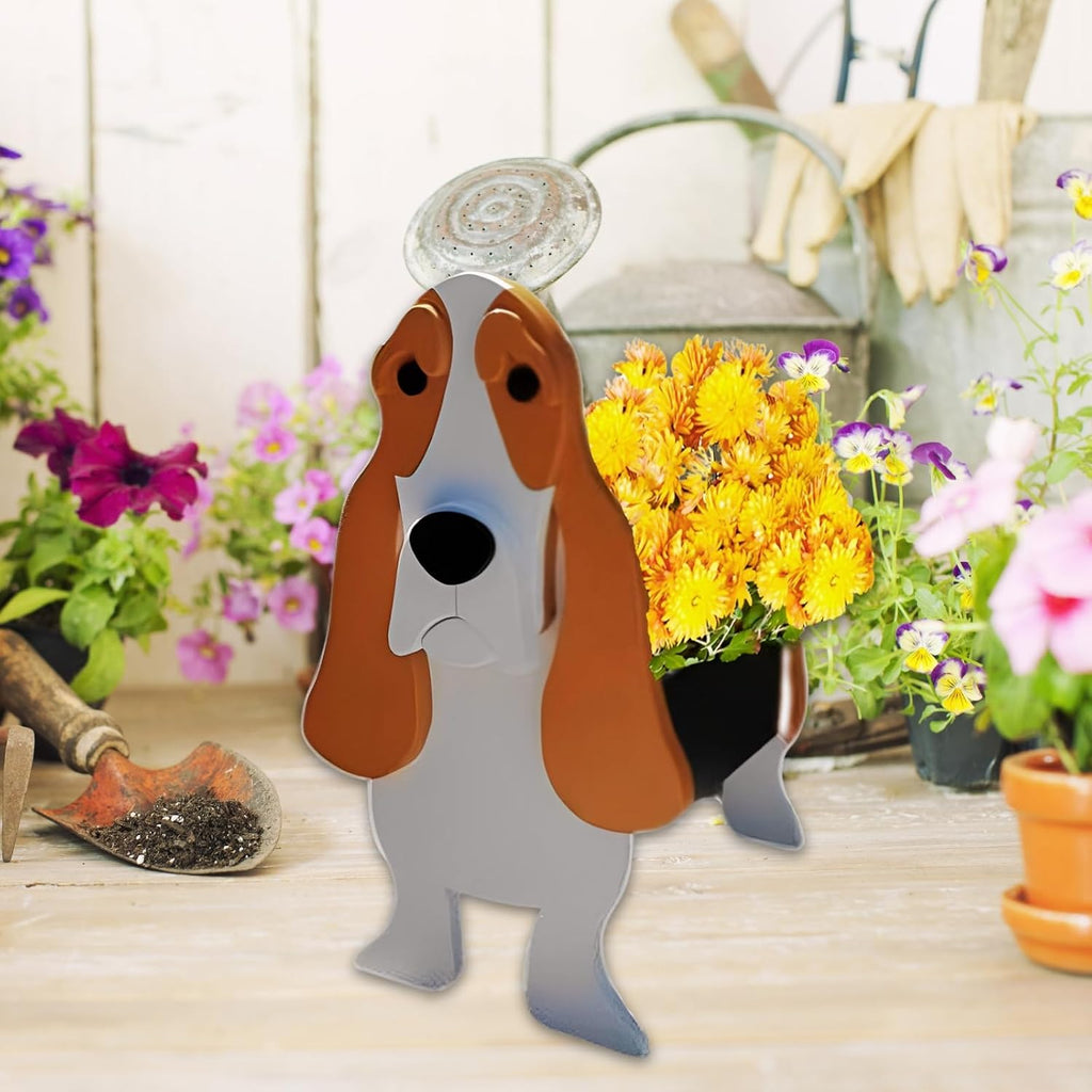 Basset Hound Dog Planter Pots, Animal Shaped Flower Pot | Cute Plant Gift for Women and Pet Lovers, Indoor Outdoor