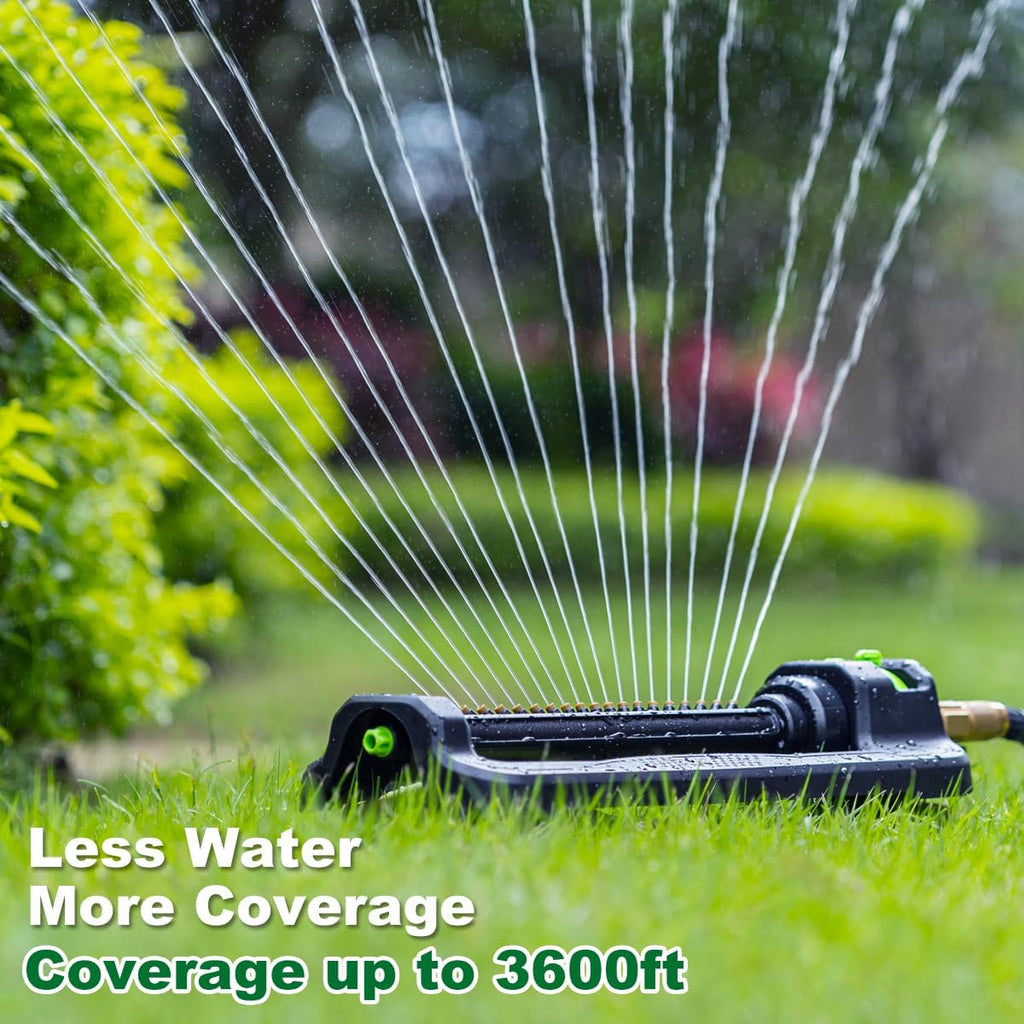 FANHAO Oscillating Sprinkler for Yard, Garden and Flower Beds, Covers Up to 3,600 sq. ft., Durable Lawn Sprinkler with