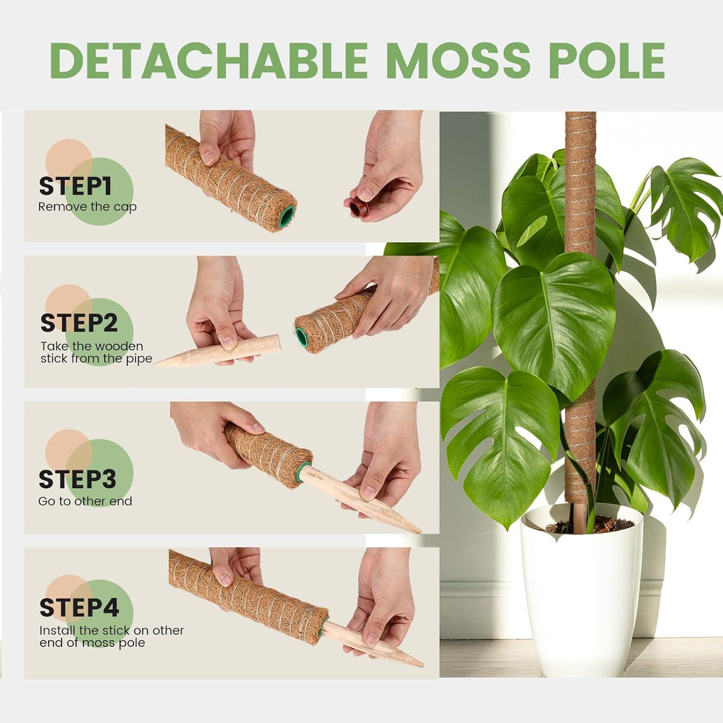 Yinder 50 Pcs Moss Pole for Plants Monstera Plant Support 16.5 Inch Coir Poles Bendable Monstera Plant Support with 10