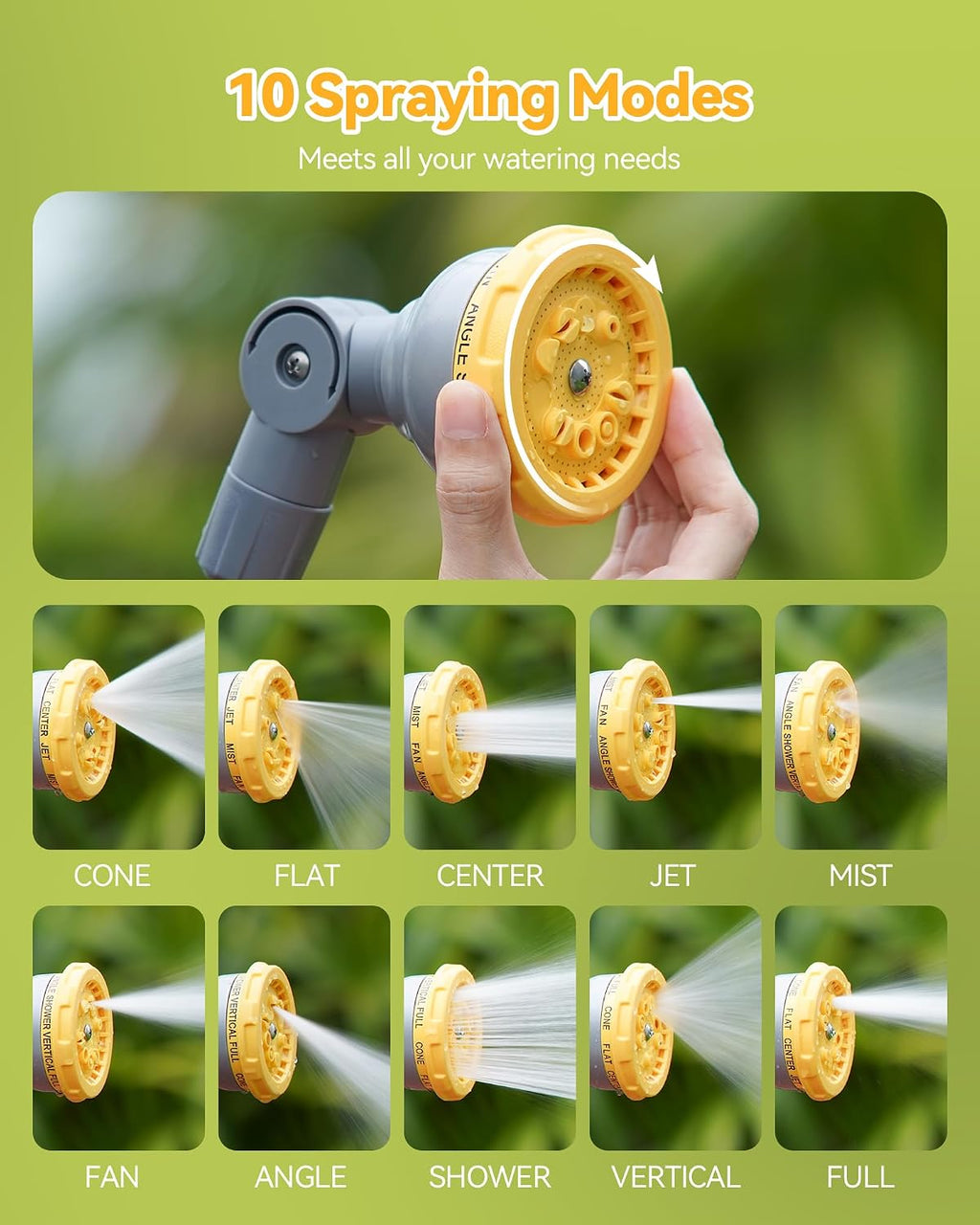 VOXON Garden Hose Watering Wand 29-43 Inch Adjustable Spray Wand | 10 Spray Patterns, 180° Swivel Head, Thumb Flow