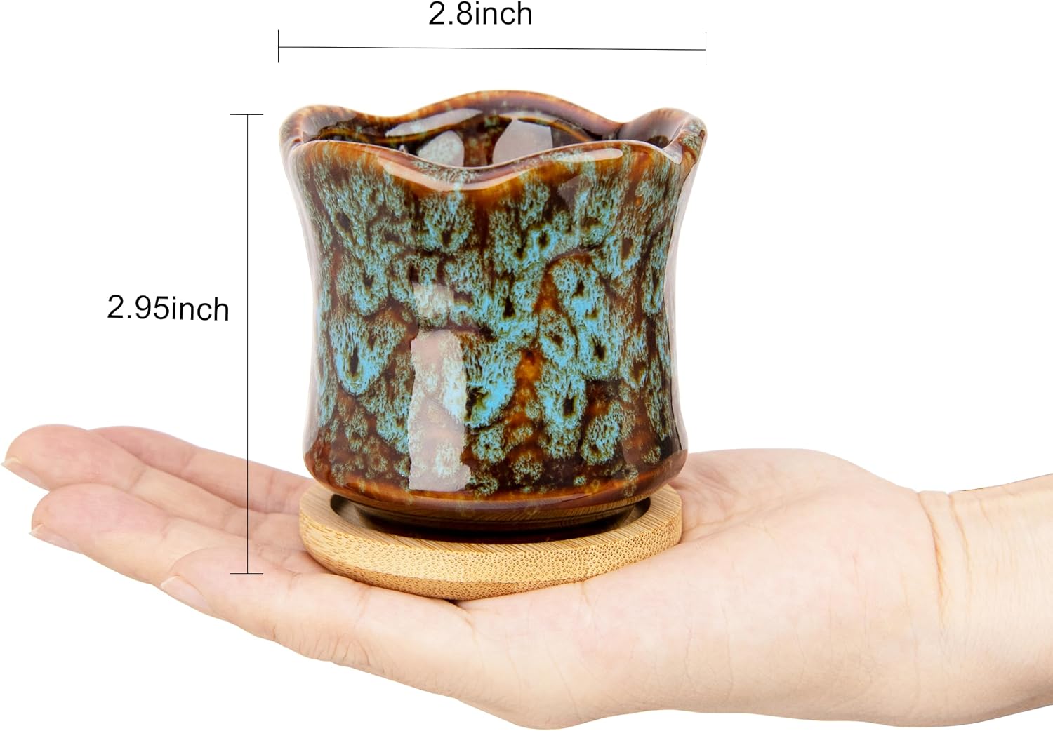 Succulent Pots with Drainage Tray, Cute Ceramic Pots for Plants Set of 6