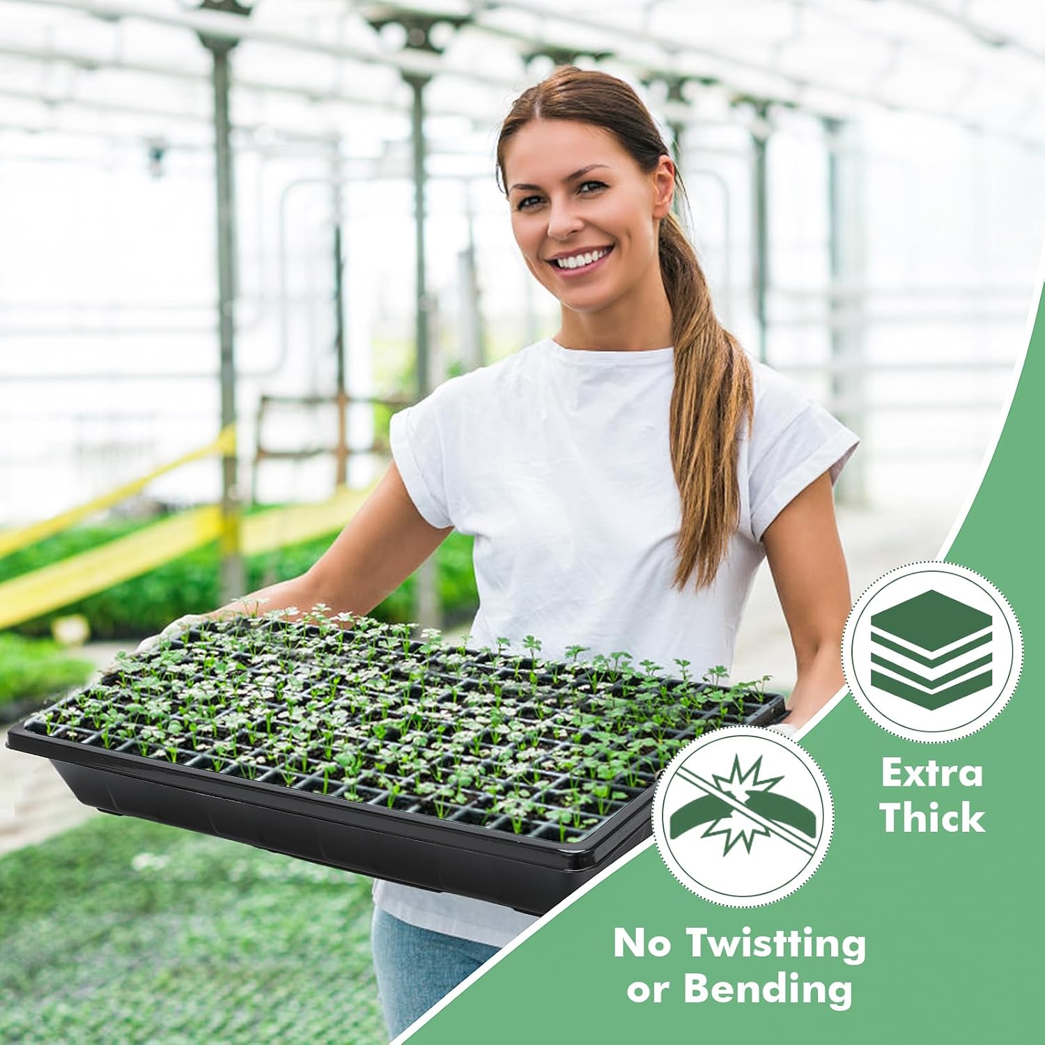 Sckee Upgraded 10 Pack Plant Growing Trays Seed Starting Tray Microgreens Growing Trays Seedling Plant Germination