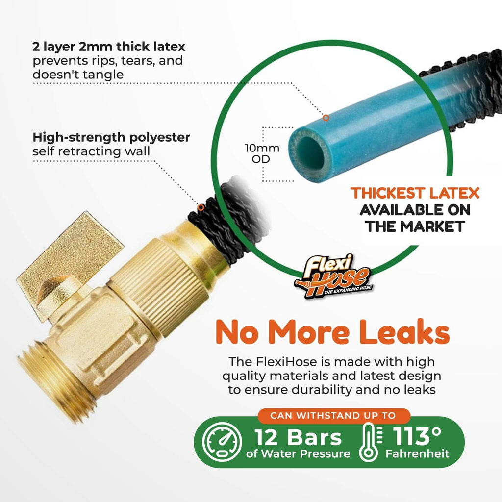 Flexi Hose Lightweight Expandable Garden Hose, 50FT - Retractable Garden Hose, Water Hose - No-Kink Flexibility, 3/4