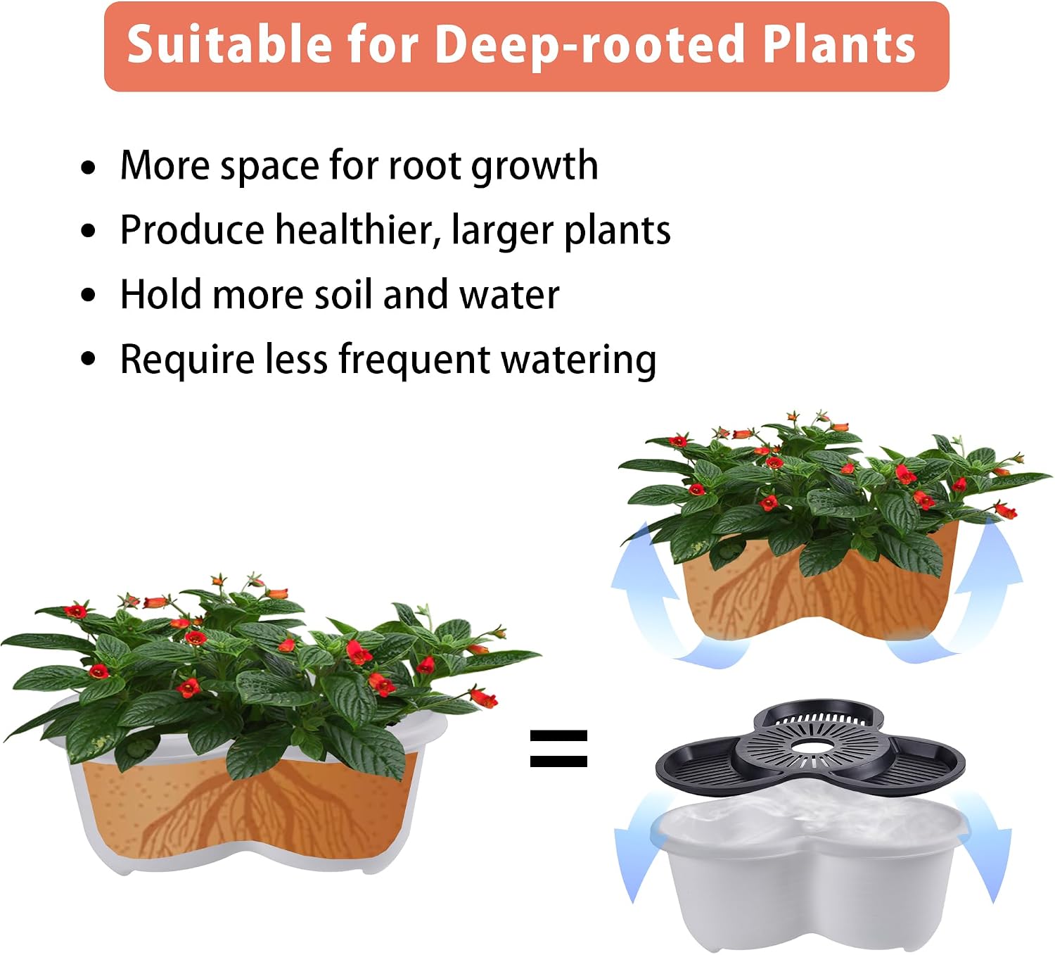 VECELO 5 Tier Vertical Garden Planter, Self Watering Stackable Planters with Wheels for Strawberries, Herbs, Flowers